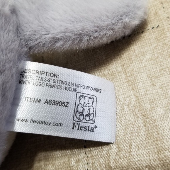 Fiesta Hippo Plush Gray Stuffed Animal Small Toy Open Mouth Seated Bean Bag - Picture 7 of 10